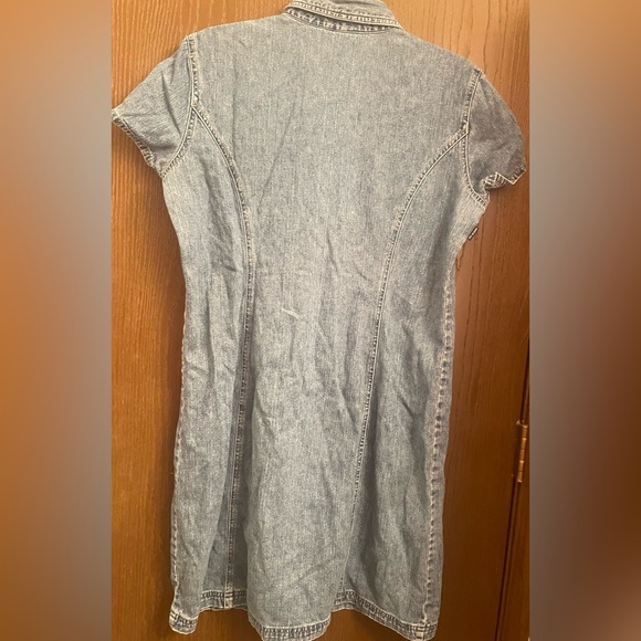 NY Jeans Med Wash 90's Y2k Vtg Denim Snap Front Short Sleeve Dress Sz-14 - Picture 8 of 11